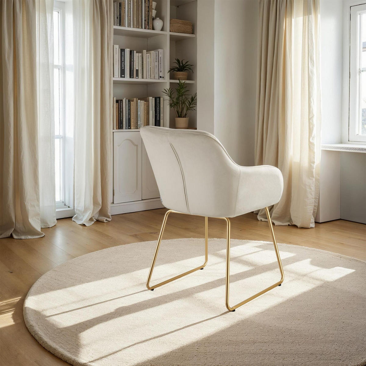 ESSZIMMERSTUHL Jeane,57 x 61 x 85,5 cm, Belastbarkeit 120 kg,Samtoptik creme/gold - Goldfarben/Samtahornfarben, Kunststoff (57/85.5/61cm) - tectake