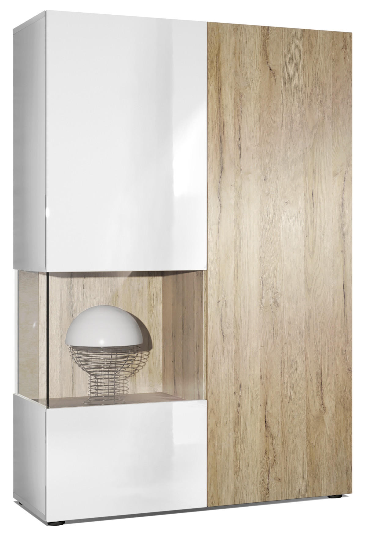 VITRINE Morena Tür und Einsatz in Eiche Natur - Eichefarben, Holzwerkstoff (91.5/136.5/37cm) - Vladon