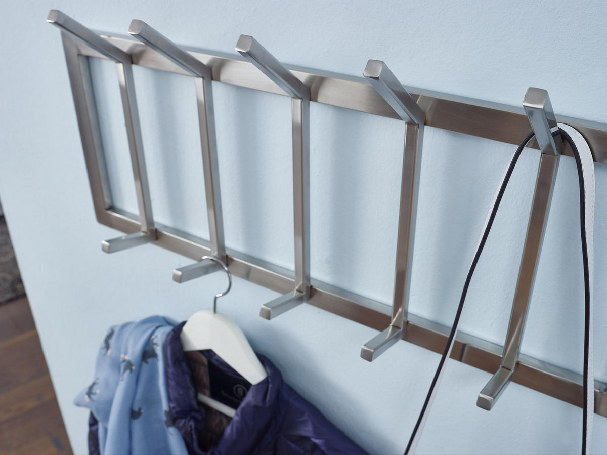 WANDGARDEROBE Metall Silber Modern mit 10 Haken - Silberfarben, Metall (65/30/10cm) - KADIMA DESIGN