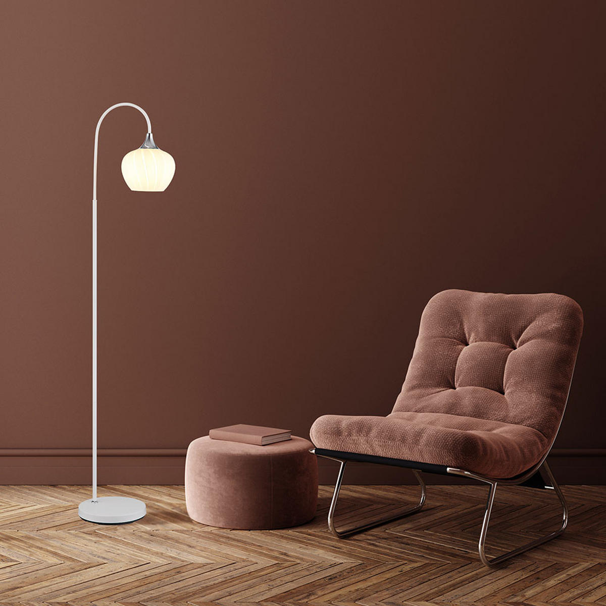 LED STEHLEUCHTE MAXY Glas Weiß - Weiß, Glas (39/25/150cm) - Globo Lighting