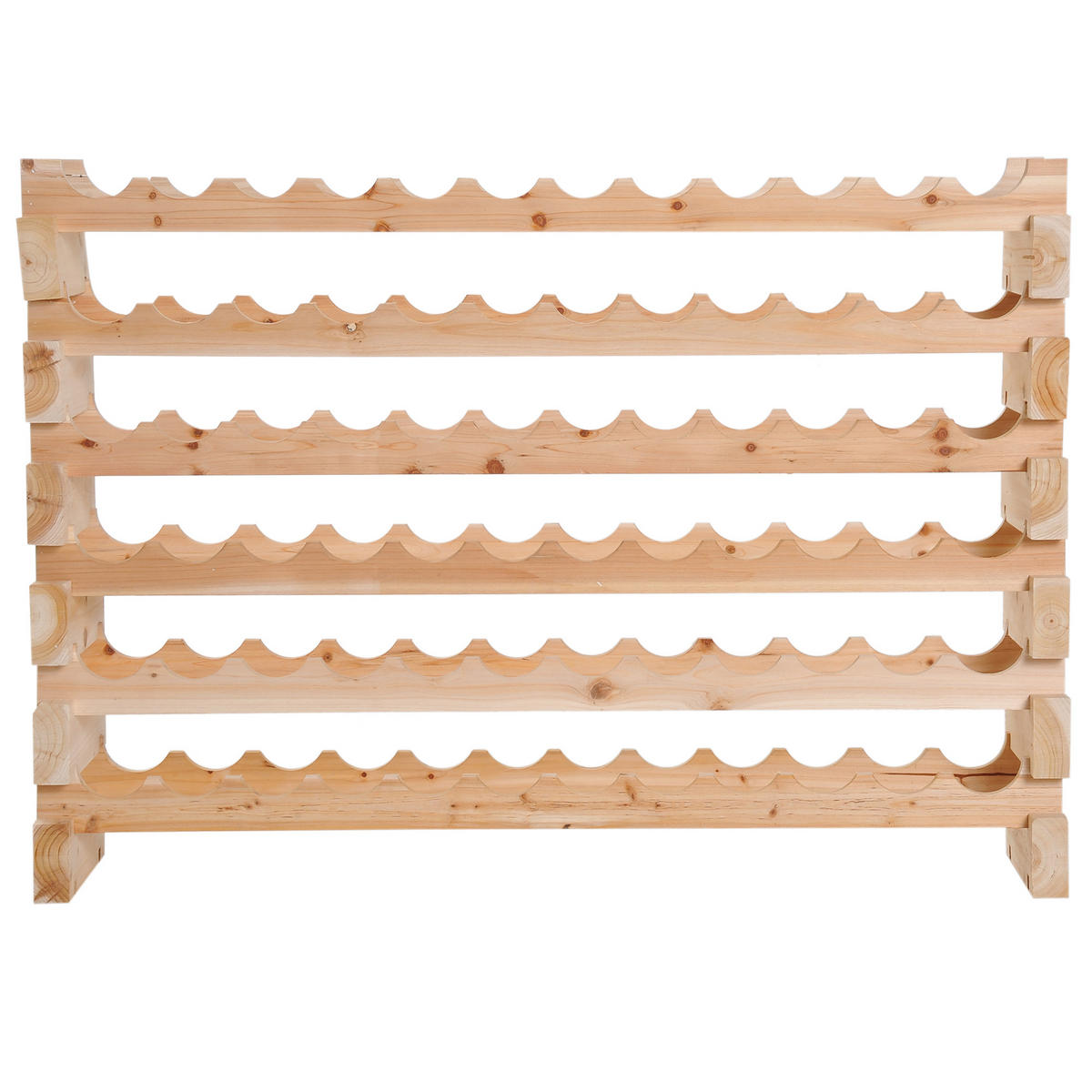 WEINREGAL, 72 Flaschen, Naturholz, 6-stöckig, massives Tannenholz, 114cm - Multicolor, Metall (114/85/28cm) - FORIOUS