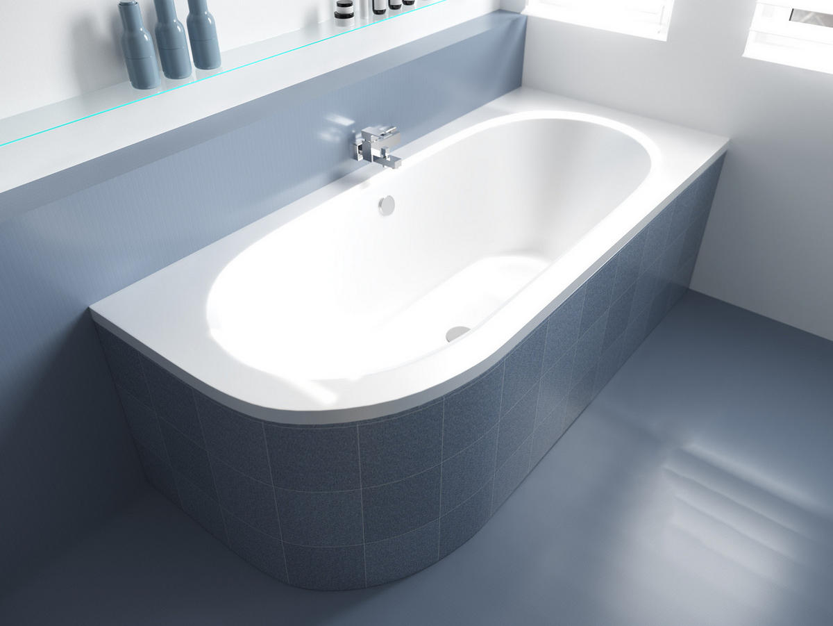 BADEWANNE Eckwanne AVITA 160/75 Rechts Ablauf & Füße - Weiß, Kunststoff (75/55.5/160cm) - bad land