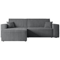 ECKSOFA mit Schlaffunktion und Bettkasten CELTIC-XL - 277x143x83 cm Dunkelgrau Cord - Dunkelgrau/Schwarz, Holzwerkstoff/Kunststoff (277/143cm) - ALTDECOR