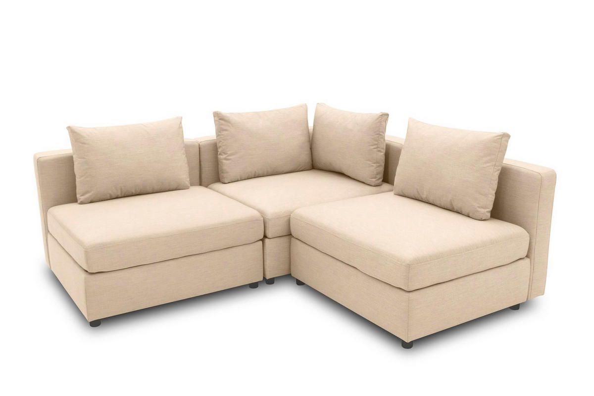 GARTENLOUNGE-SET 2 Bozhana mit Outdoorbezug in beige - Beige, Kunststoff - 58aufmkessel