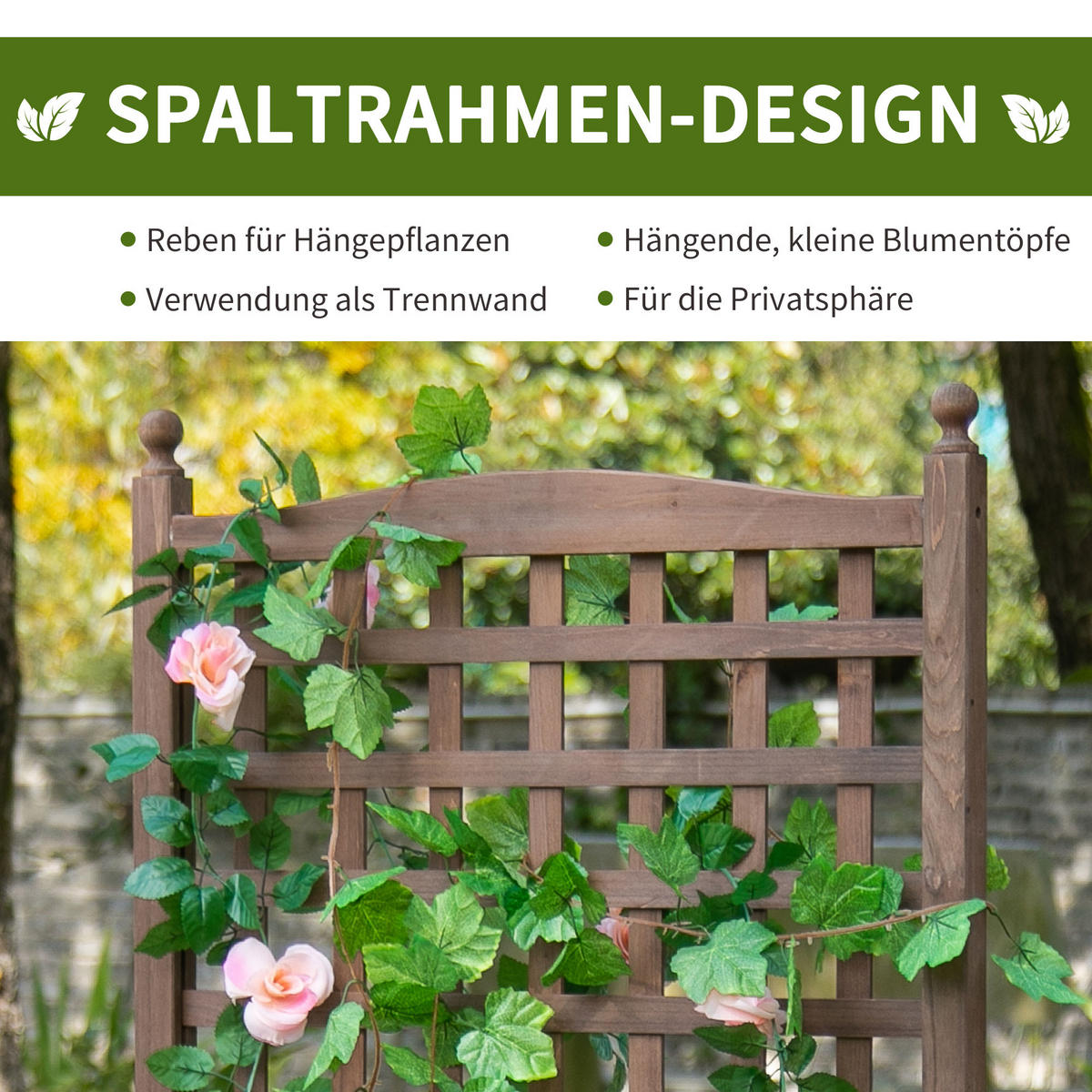 PFLANZKASTEN Blumenständer Rankkasten, mit Leckage-Löcher, Tannenholz, Dunkelbraun - Dunkelbraun, Holz (28/120/64cm) - Outsunny