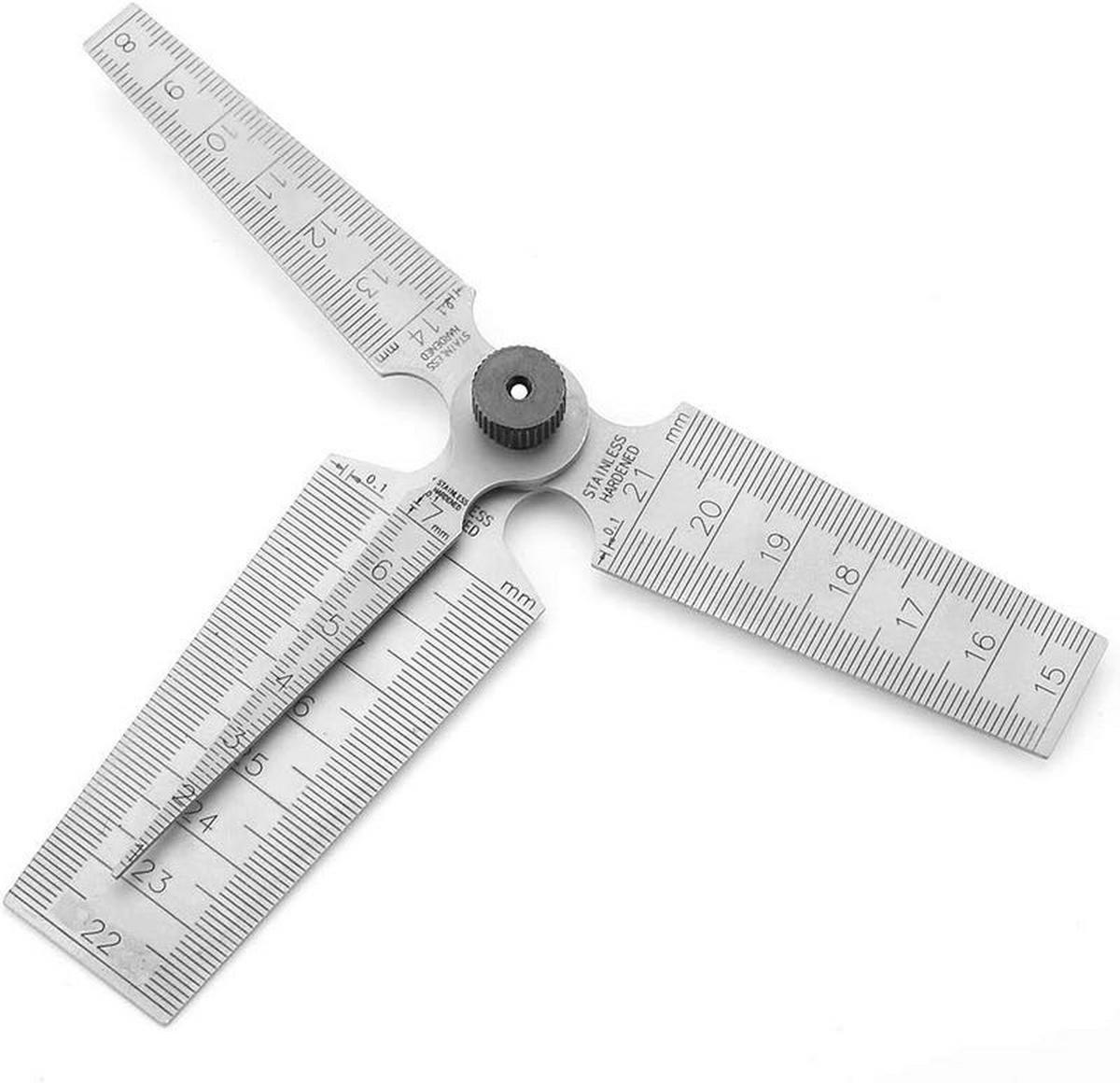 MESSLINEAL – für Aperturprüfungen – erhältlich in den Größen: 1–7 mm, 8–14 mm, 15–21 mm, 22–29 mm - Silberfarben, Metall (15/1/1cm) - DCA