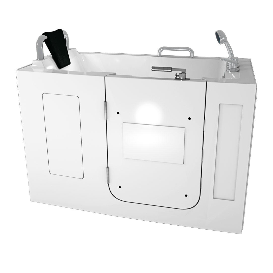 SITZWANNE Whirlpool mit Tür S07WP-B-L - Weiß, Glas/Kunststoff (76/116/140cm) - AcquaVapore by Sandra Jentho