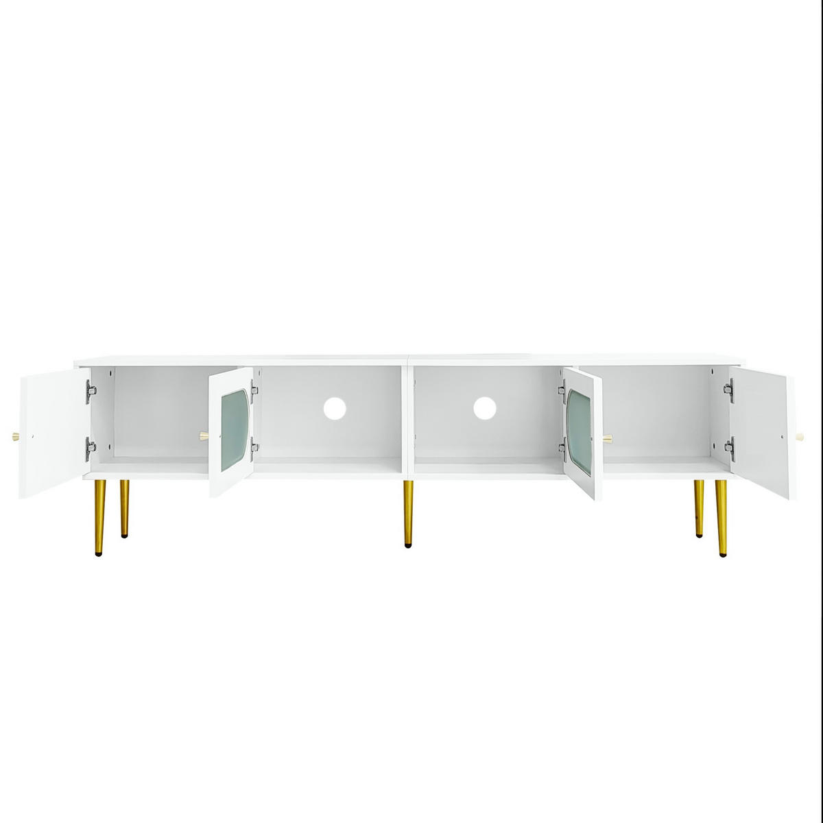 TV ormarić 170/35/50 cm od iverice s otvorima za kabele i tihim šarkama, Bijela - bijela, drvni materijal (140/38/38cm) - Redom