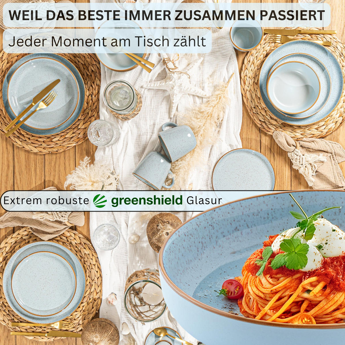 PASTASCHALEN SET RIO LAGUNE - 4 teilig aus Steingut - Blau, Keramik (17cm) - Sänger