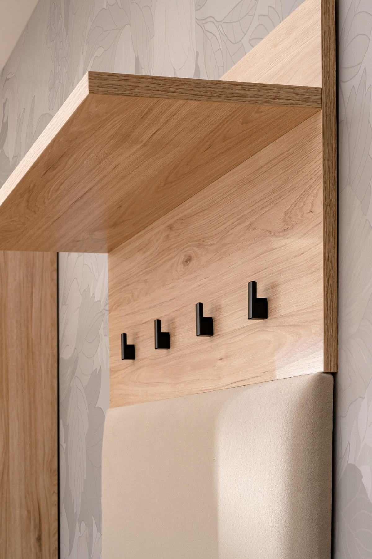 GARDEROBENPANEEL Eiche Jackson 60 cm, Wandgarderobe gepolstert - Eichefarben, Holzwerkstoff (60/156/28cm) - Furn.Design