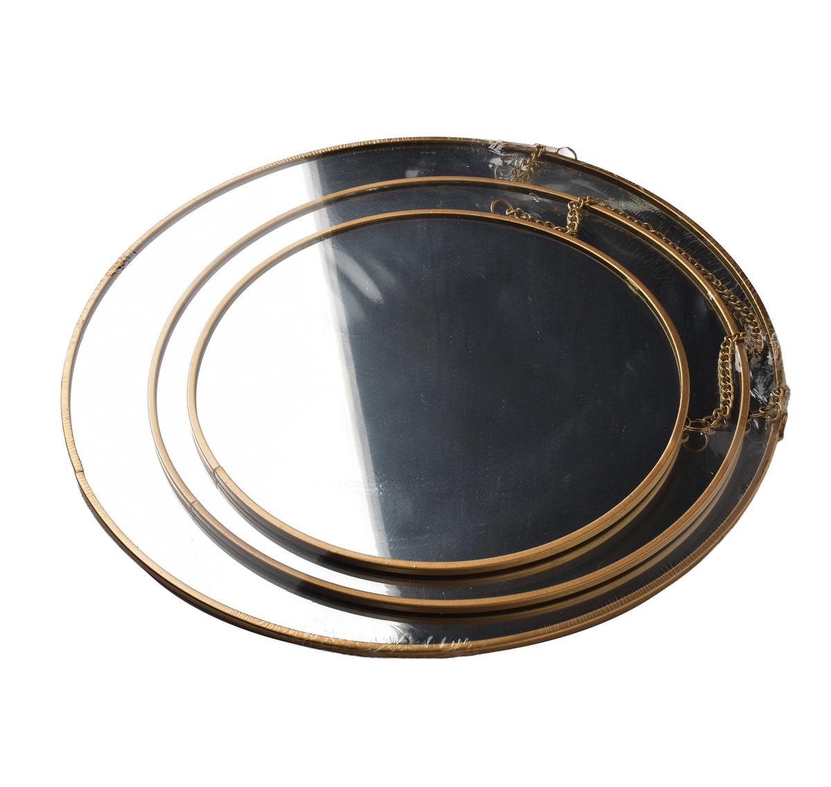 SPIEGEL Alexia 3er Set gold 28/3/28 cm Glas - Goldfarben, Metall (28/28/3cm) - Mondex