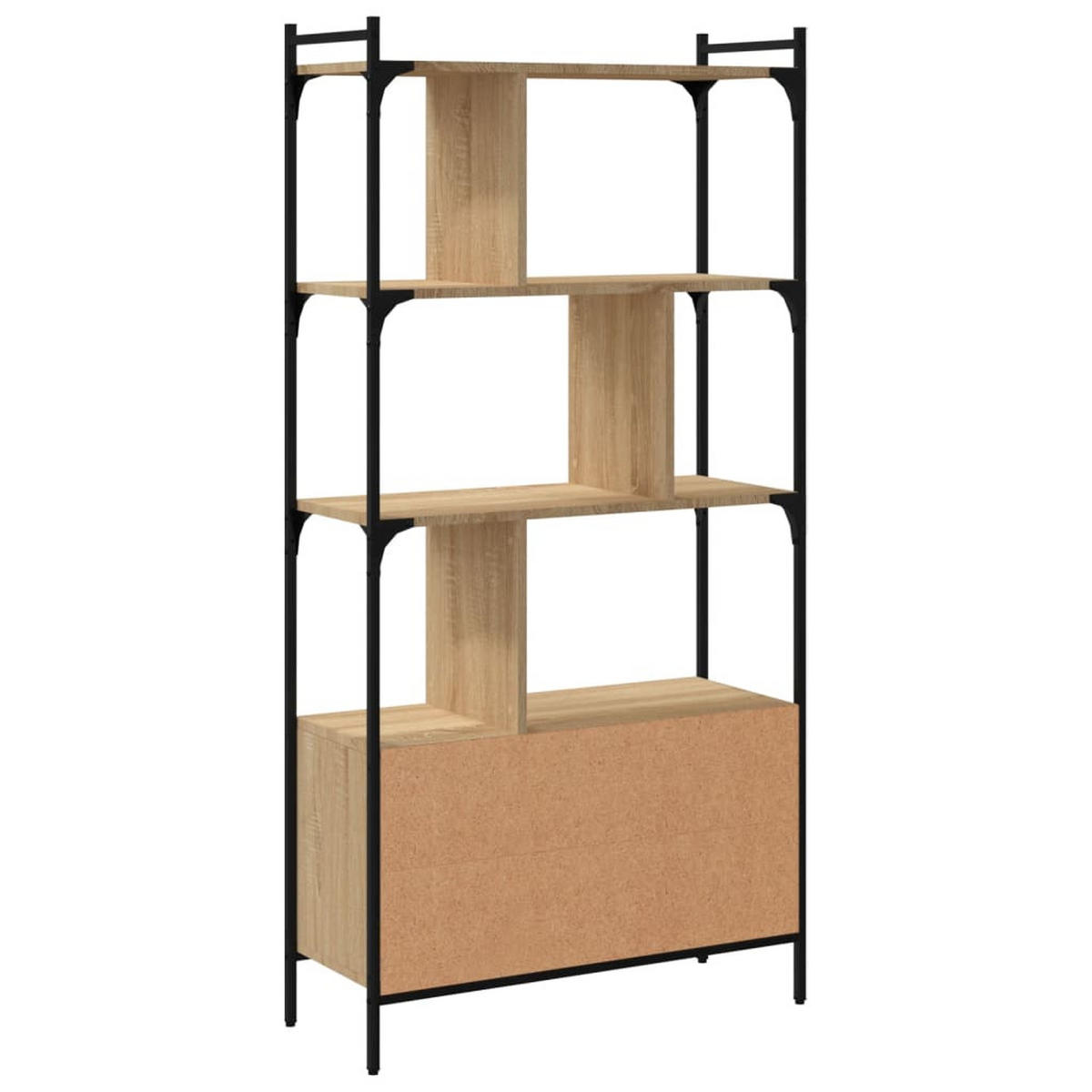BÜCHERREGAL mit 3 Ebenen, kleinem Schrank 76,5/30/154,5 cm aus Holzwerkstoff Sonoma-Eiche Dekor - Sonoma Eiche, Holz (76.5/154.5/30cm) - vidaXL