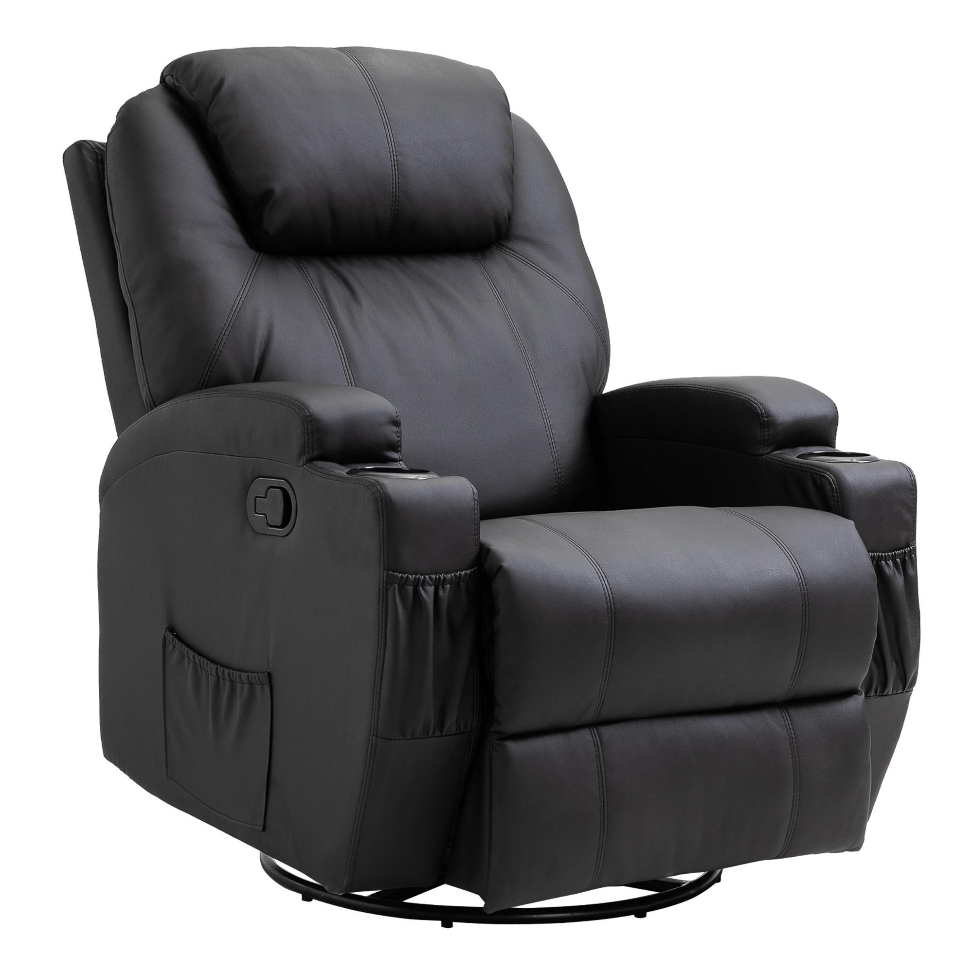 MASSAGESESSEL, Kunstleder, Schwarz - Schwarz, Kunststoff/Metall (92/109/84cm) - HOMCOM