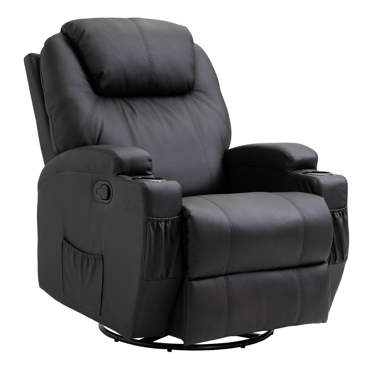 MASSAGESESSEL Fernsehsessel Elektrisch Relaxsessel 5 Massage-Modi Schwarz - Schwarz, Kunststoff/Metall (92/109/84cm) - HOMCOM