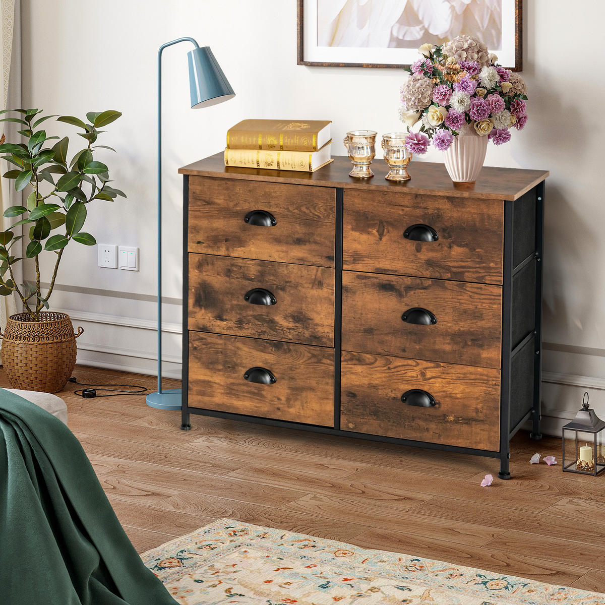 BEISTELLSCHRANK Kommode Braun - Braun, Holz (30/63/80cm) - COSTWAY