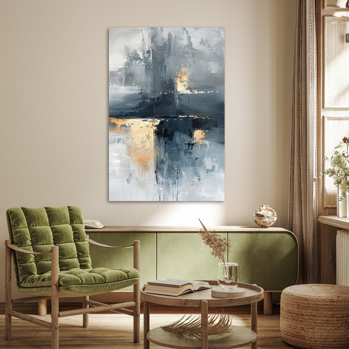 POSTER Kunst - Grau - Gold - Abstrakt 80x120 cm - Dunkelgrau, Papier (80/120/0.1cm) - MuchoWow