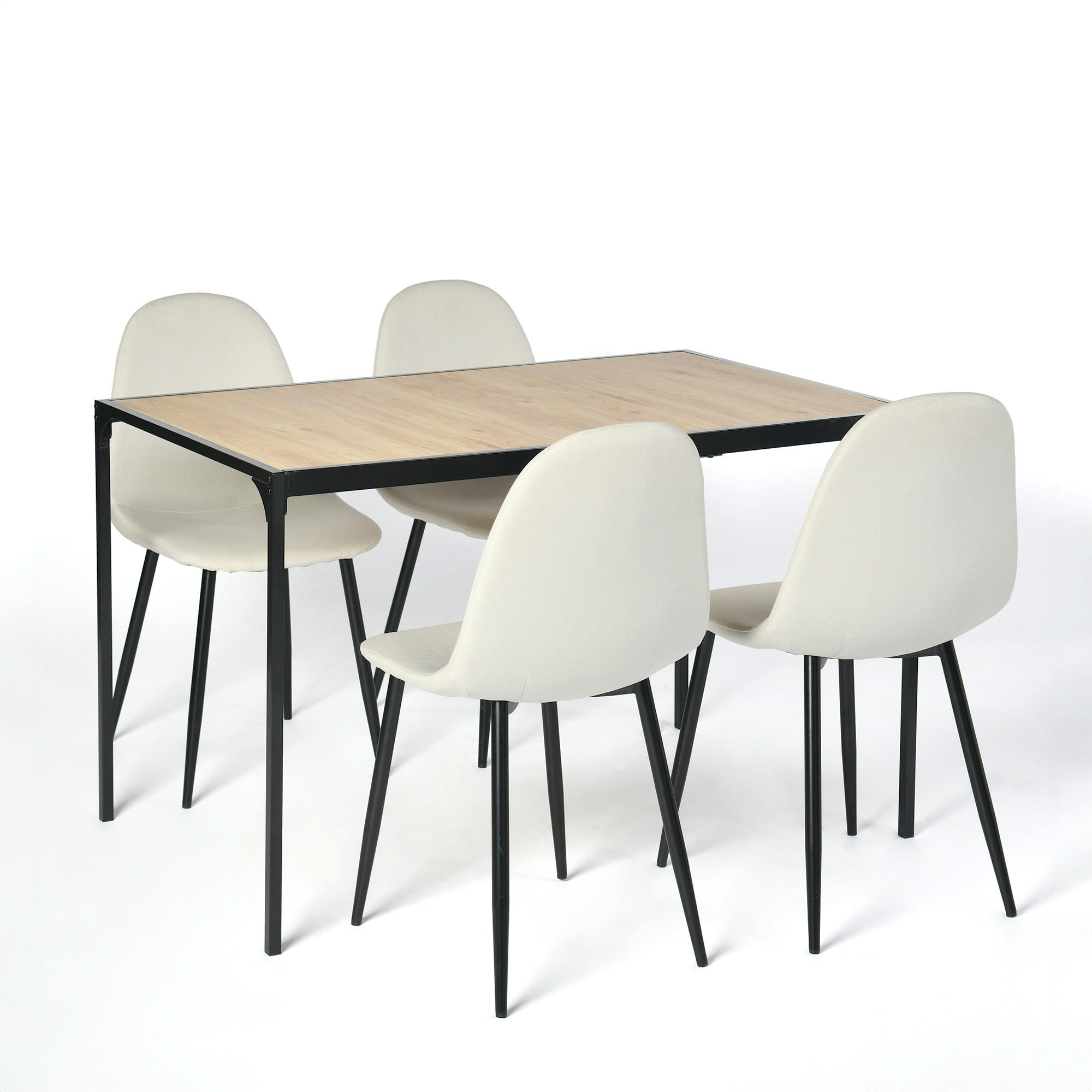 ESSTISCH SET Holz und Beige - Beige, Holzwerkstoff/Metall (120/75/80cm) - Urban Meuble