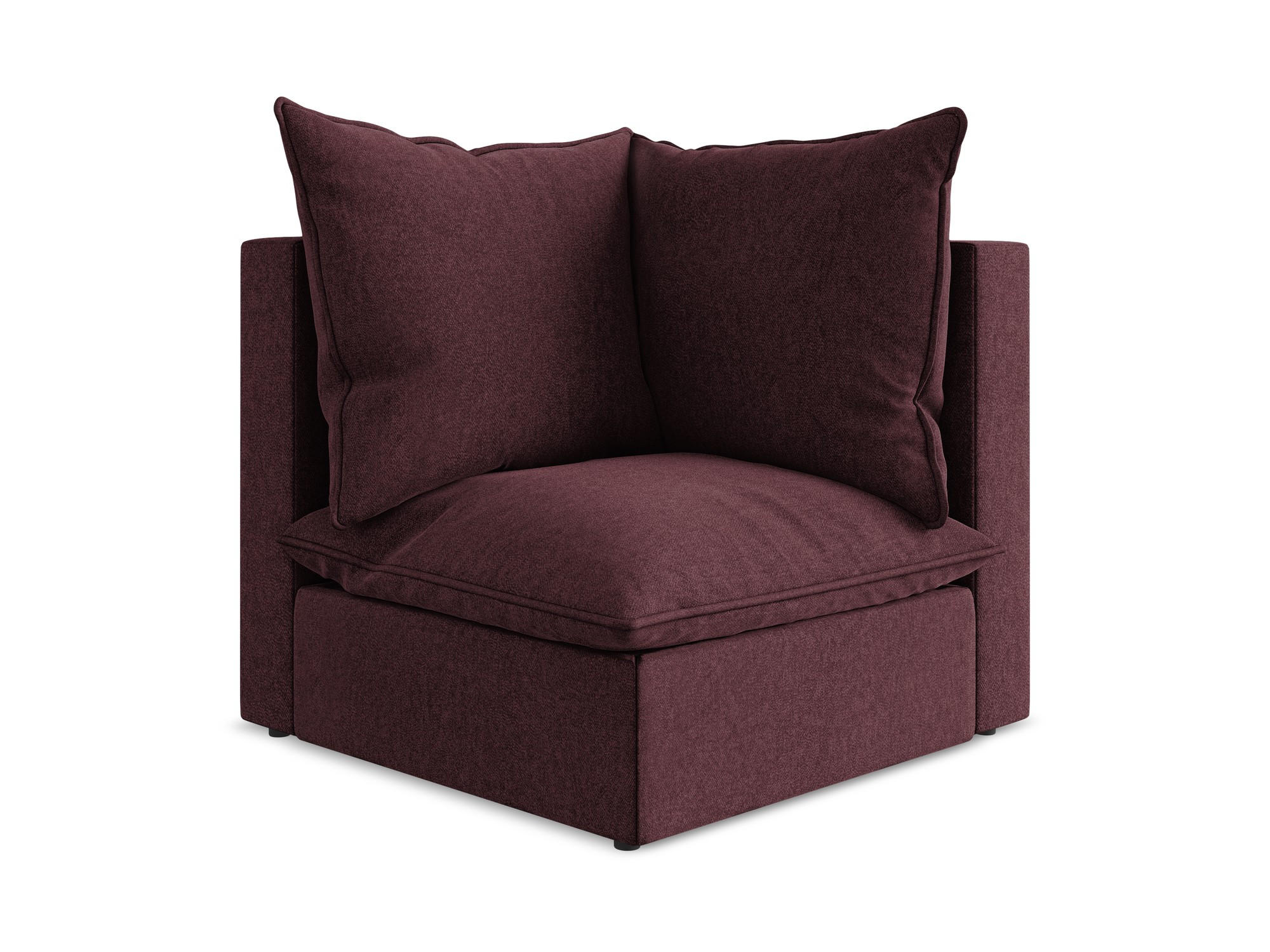 SOFAELEMENT Samt Stoff Rot - Bordeaux/Schwarz, Holzwerkstoff/Kunststoff (90/77/90cm) - Makamii