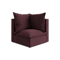 SOFAELEMENT Samt Stoff Rot - Bordeaux/Schwarz, Holzwerkstoff/Kunststoff (90/77/90cm) - Makamii