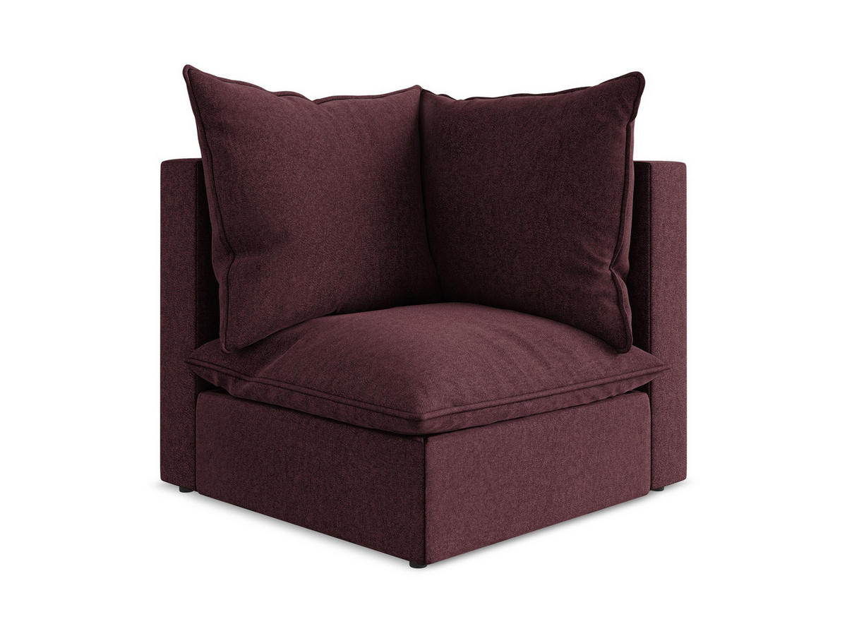SOFAELEMENT Samt Stoff Rot - Bordeaux/Schwarz, Holzwerkstoff/Kunststoff (90/77/90cm) - Makamii