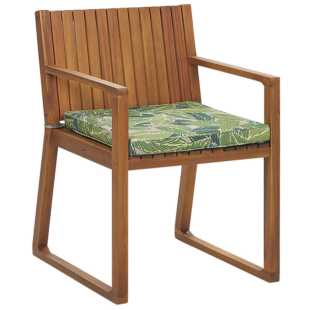 GARTENSTUHL Akazienholz Auflagen hellgrün Sassari - Hellgrün, Holz (54/80/59cm) - Beliani