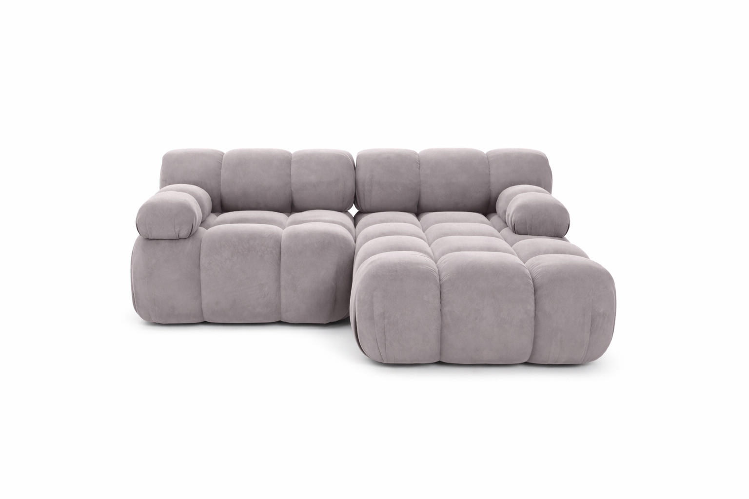 ECKSOFA L-form Mini Modular, Veloursstoff Salvador, Grau, Rechts, Selia - Grau, Holz (190/160cm) - Kaiser Möbel