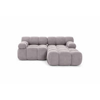ECKSOFA L-form Mini Modular, Veloursstoff Salvador, Grau, Rechts, Selia - Grau, Holz (190/160cm) - Kaiser Möbel