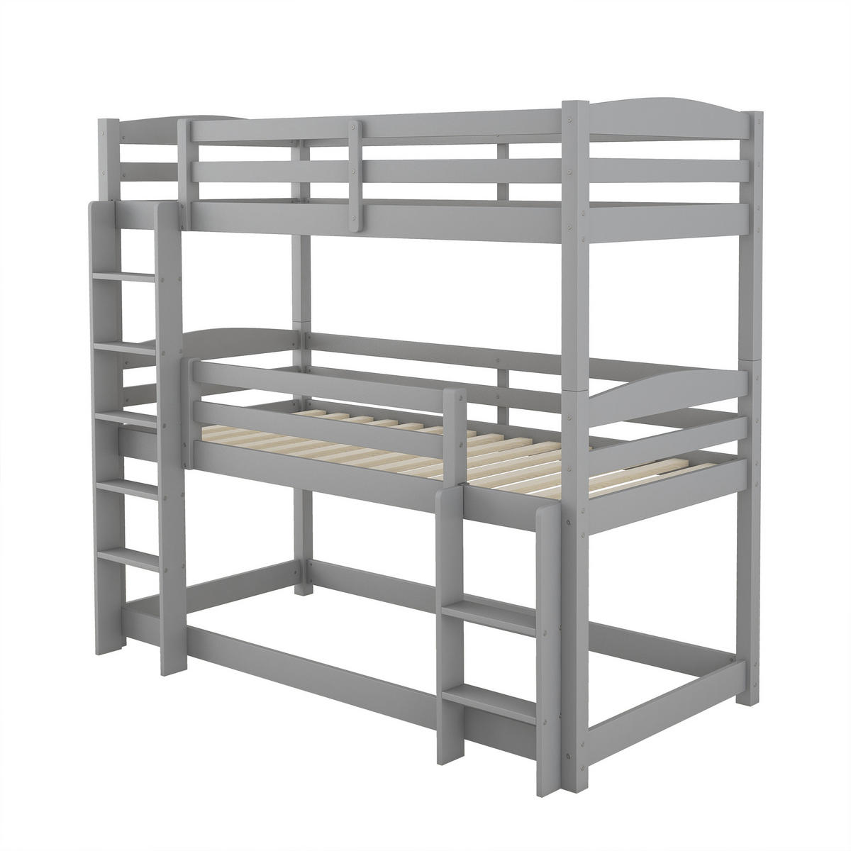 ETAGENBETT 90 x 200 cm, Einzel-/Dreibett aus Holz für Kinder, ohne Matratze, grau - Grau, Holz (90/200cm)