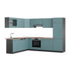 ECKKÜCHE R-Line Blau-Grau/Anthrazit 227 x 287 cm, AP Eiche - Anthrazit/Blaugrau, Holzwerkstoff (287/81.6/60cm) - Vicco