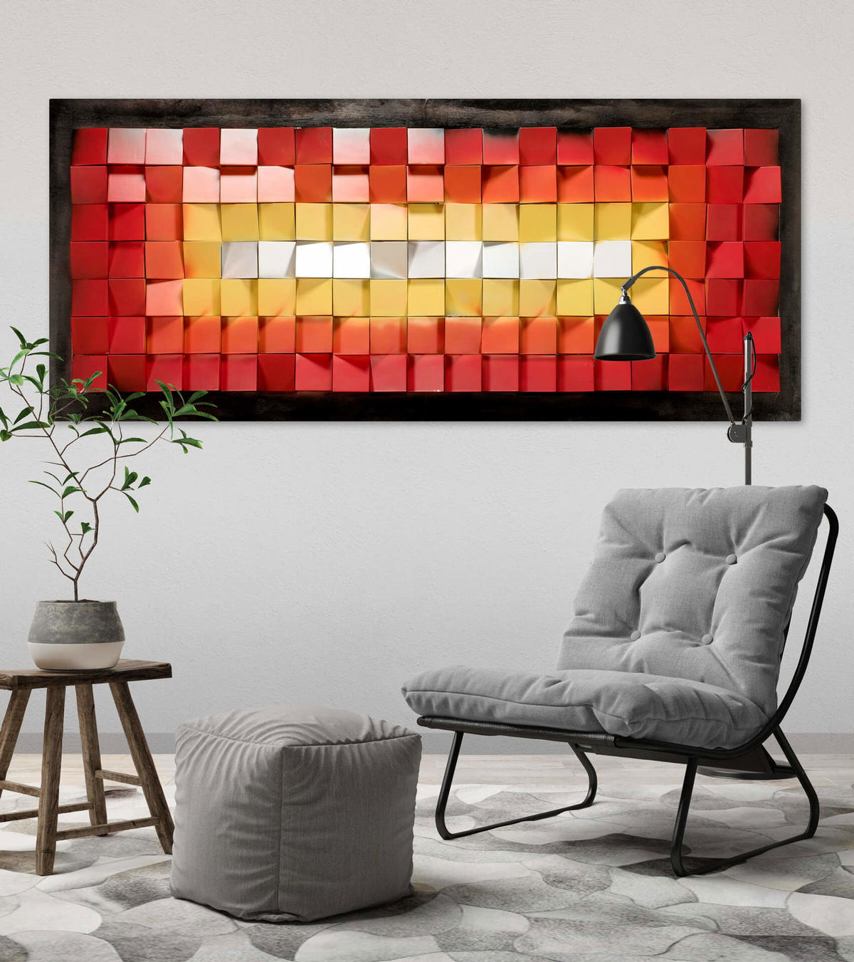 WANDBILD Rot 130/53 cm - Rot/Weiß, Holz/Kunststoff (7.07/53cm) - KUNSTLOFT