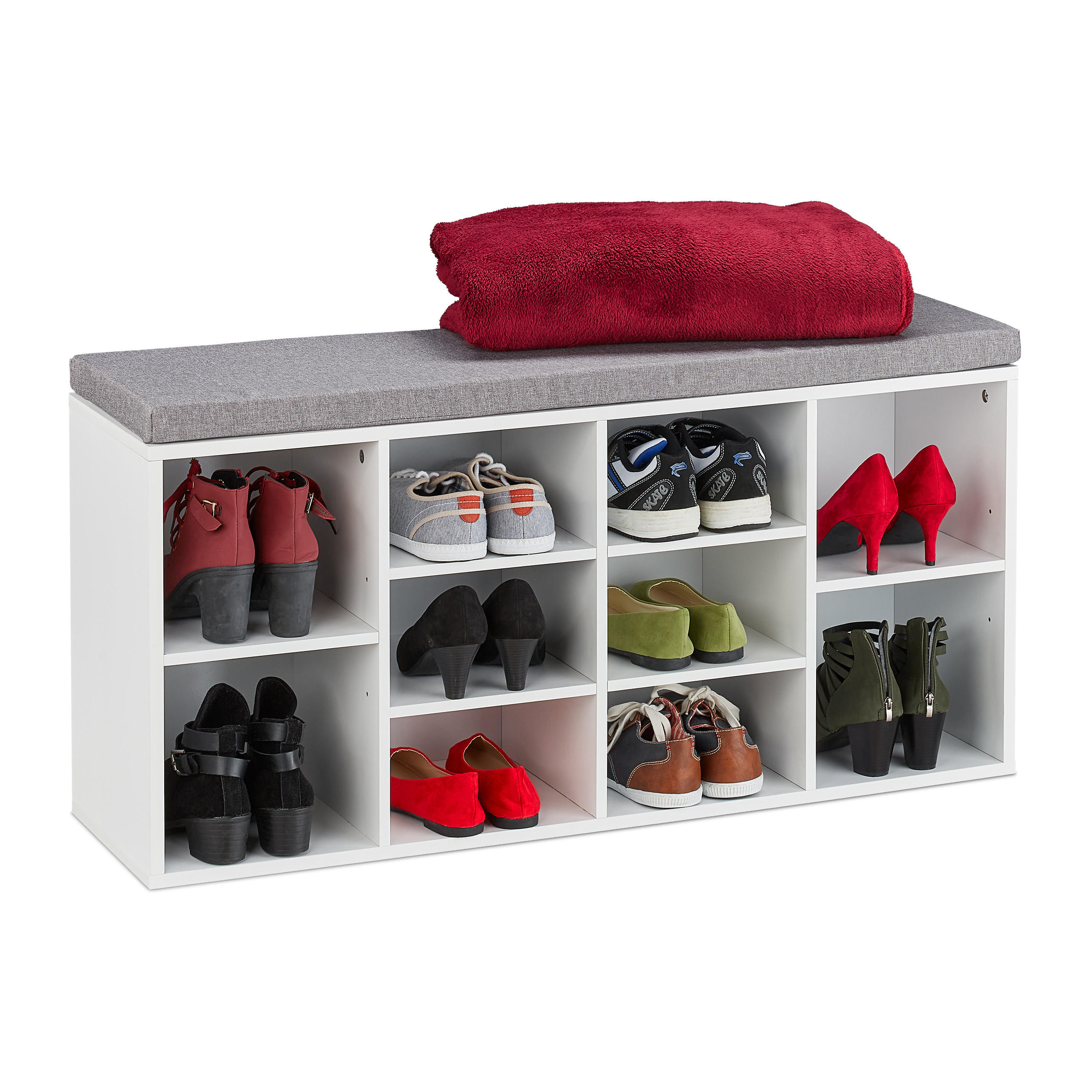 SCHUHBANK - Multicolor, Holzwerkstoff/Textil (104/52.5/30cm) - Relaxdays