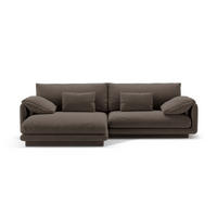ECKSOFA links Torino aus Samt ebenholz 4 Sitzplätze - Graubraun, Textil (170/250cm) - Micadoni