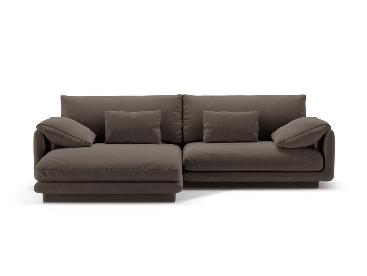 ECKSOFA links Torino aus Samt ebenholz 4 Sitzplätze - Graubraun, Textil (170/250cm) - Micadoni