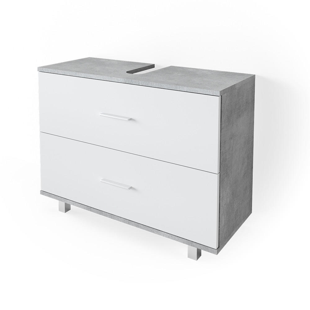 WASCHBECKENUNTERSCHRANK Ilias Beton/Weiß 80 x 60.8 cm - Weiß/Grau, Holzwerkstoff (80/60.8/33cm) - Vicco
