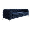 CHESTERFIELD-SOFA 3-Sitzer Laura Marineblau Samt - Silberfarben/Dunkelblau, Holz/Textil (243/75/100cm) - S-Style Möbel
