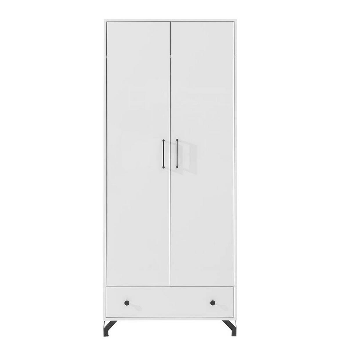 SCHLAFZIMMER Set 9-tlg. – BERGEN System – Weiß - Weiß Hochglanz, Holzwerkstoff (80/190/50cm) - hi-markt