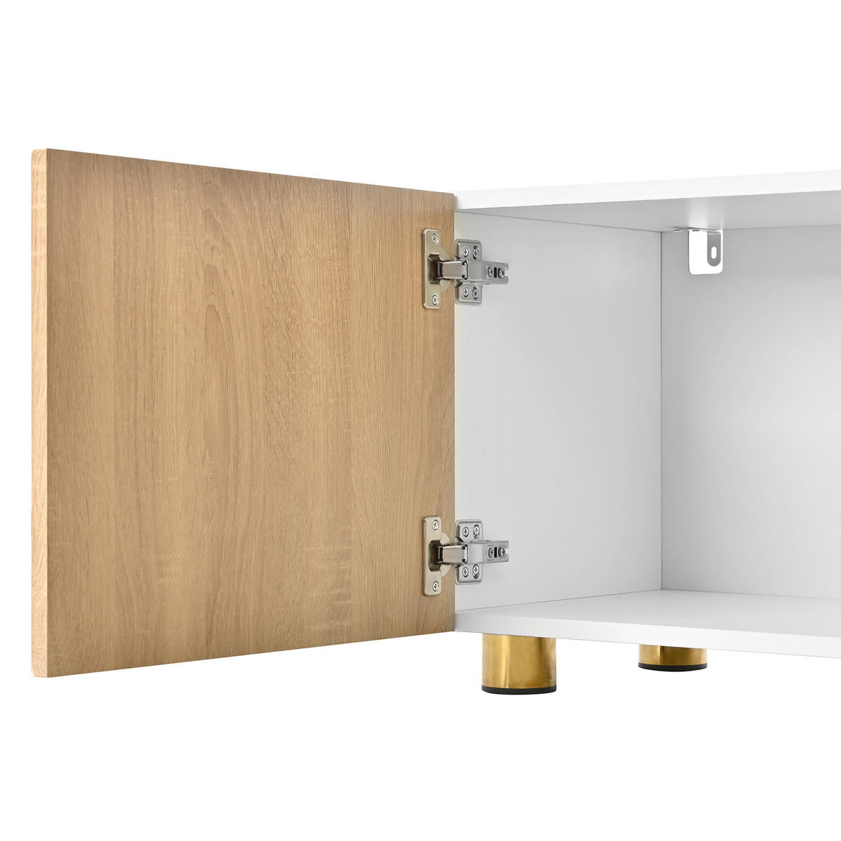 LOWBOARD in Naturfarben TV-Schrank mit Metallfüße, 180 L/35 B/40H(cm), für Wohnzimmer - Schwarz/Naturfarben, Holzwerkstoff/Metall (180/40/35cm) - STILVORA