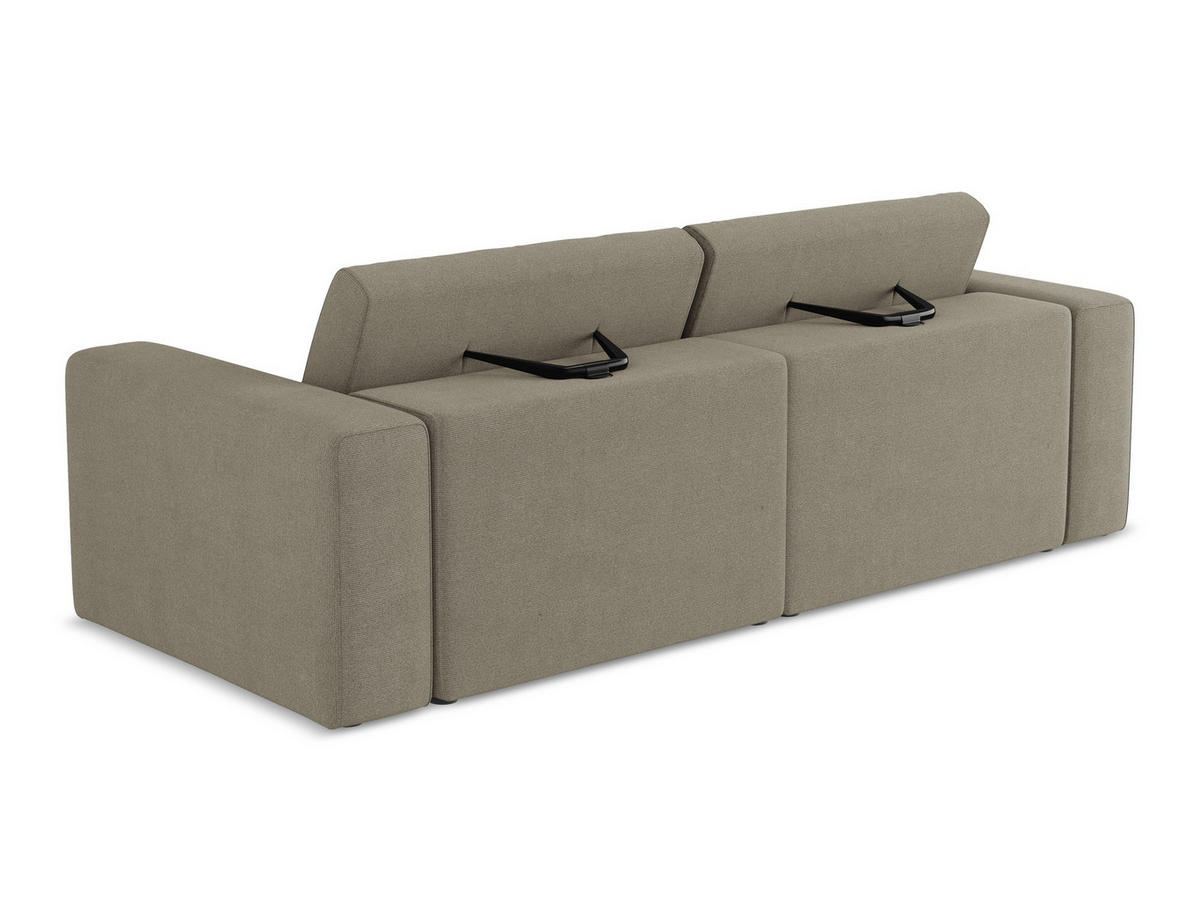 3-SITZER SOFA Strukturstoff Stoff Beige - Beige/Schwarz, Kunststoff/Textil (224/80/103cm) - Makamii