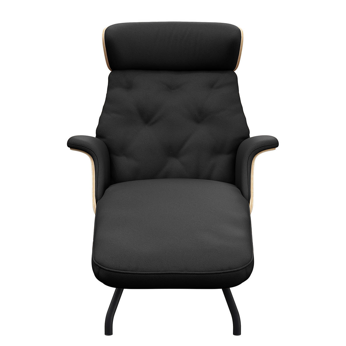 RELAXLIEGE - Echtleder - Schwarz, Leder/Metall (83/103/147cm) - home24