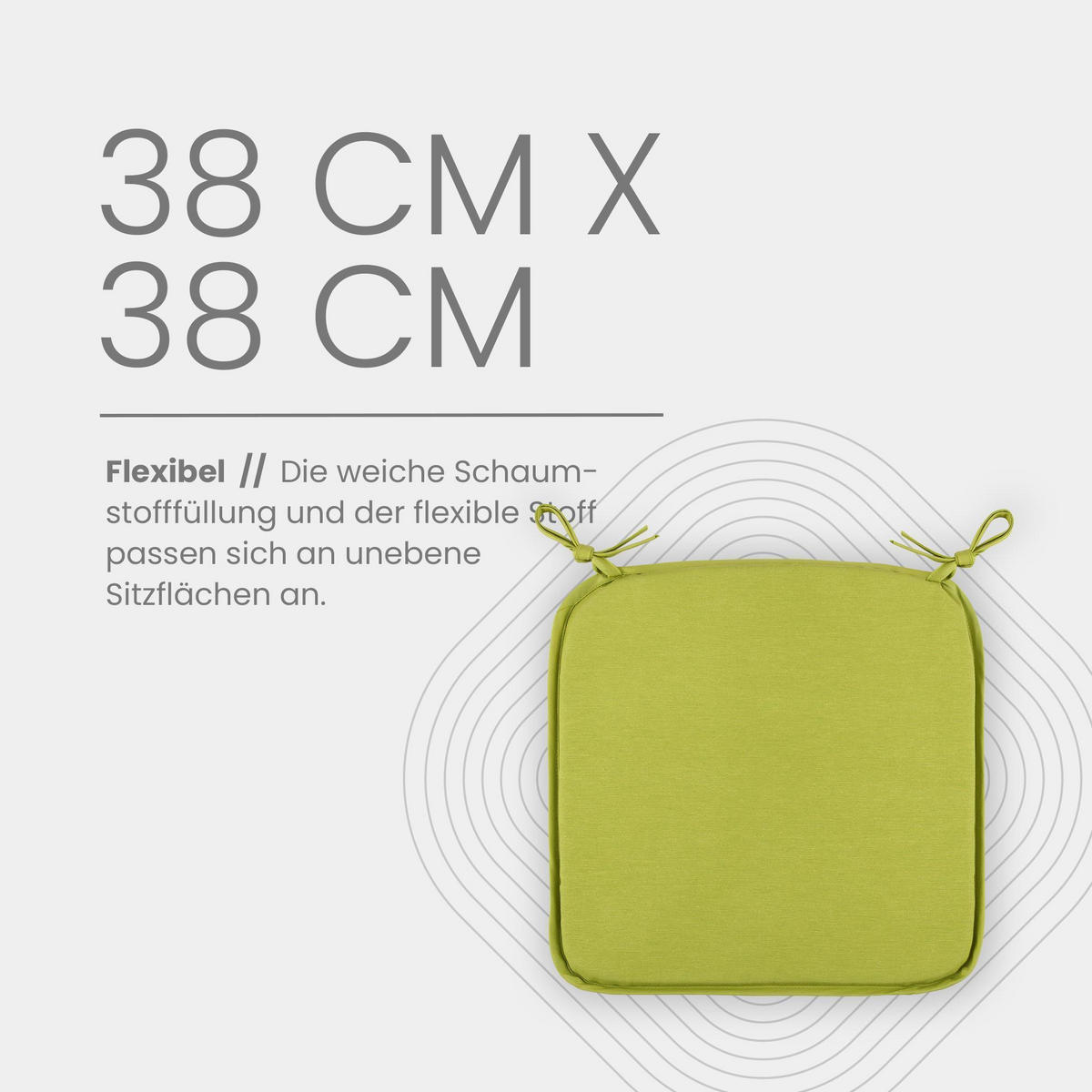 SITZKISSEN Canvas 38x38cm Grün 4er-Pack - Grün, Textil (38/38/2cm)