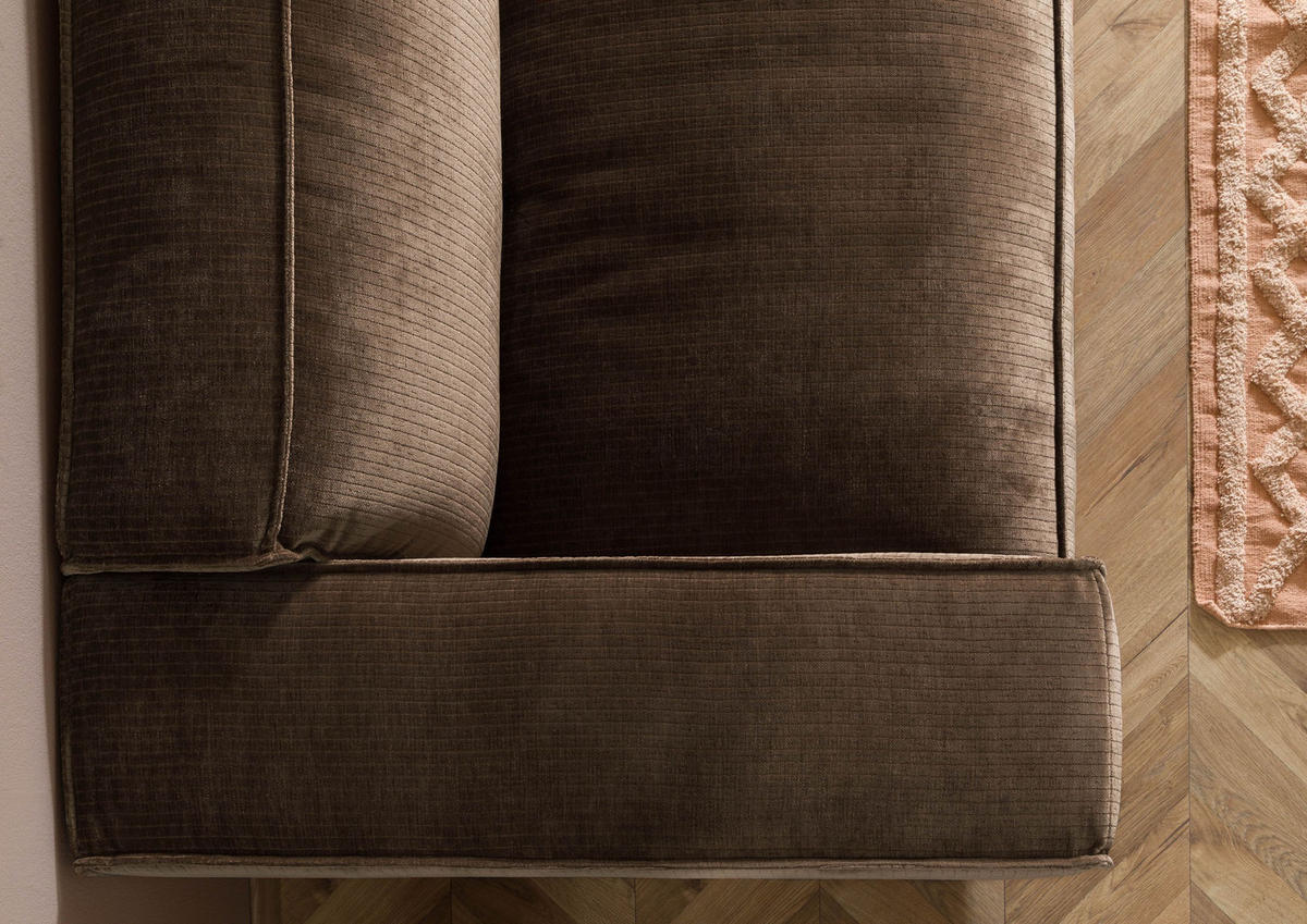 SOFA 3-Sitzer 286x103x69 Cord taupe VALENCIA - Taupe, Holzwerkstoff (286/69/103cm) - Massivmoebel24