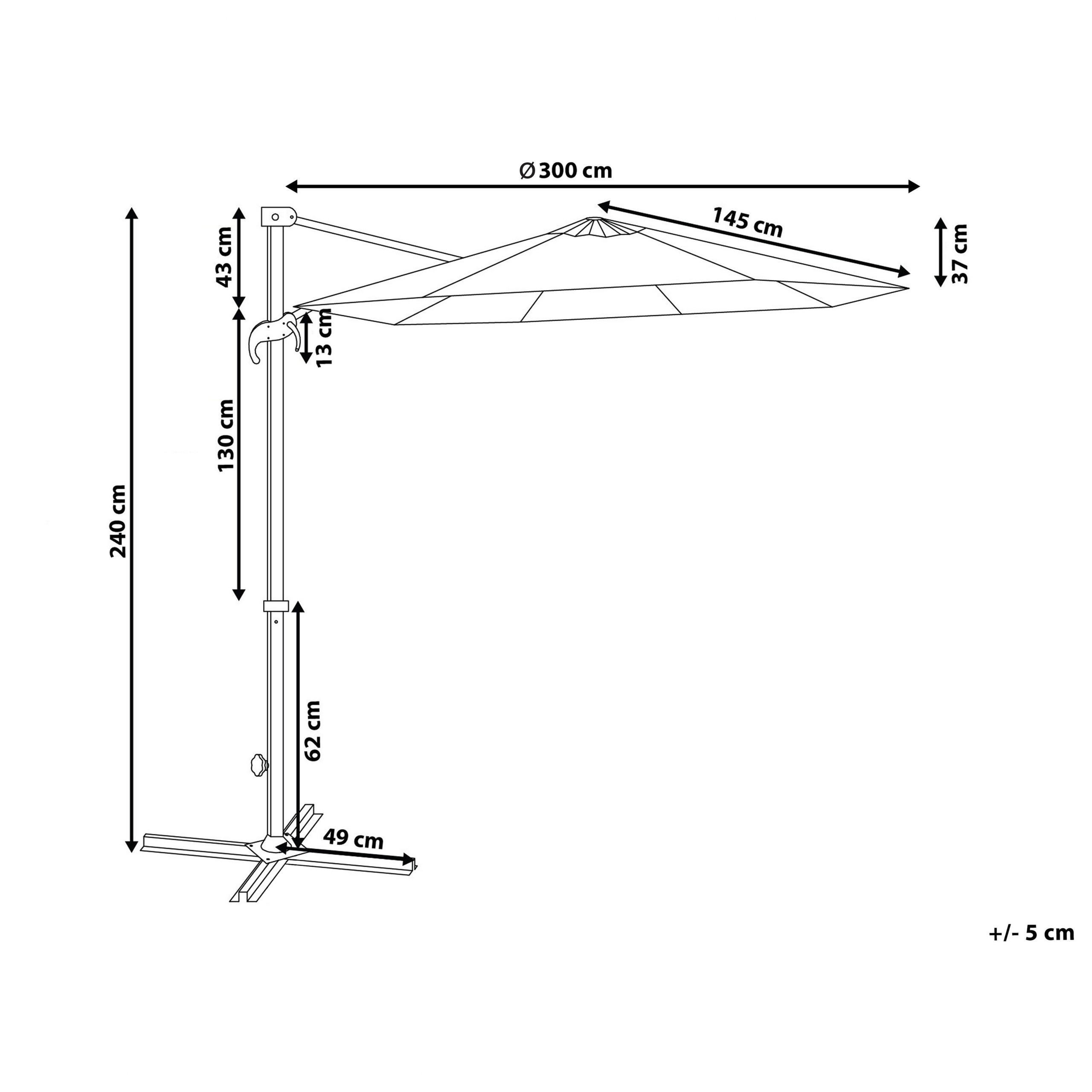 Thumbnail - Beliani Ampelschirm, Dunkelgrau, Weiß, Textil, 300x300 cm, Sonnen- & Sichtschutz, Sonnenschirme, Ampelschirme