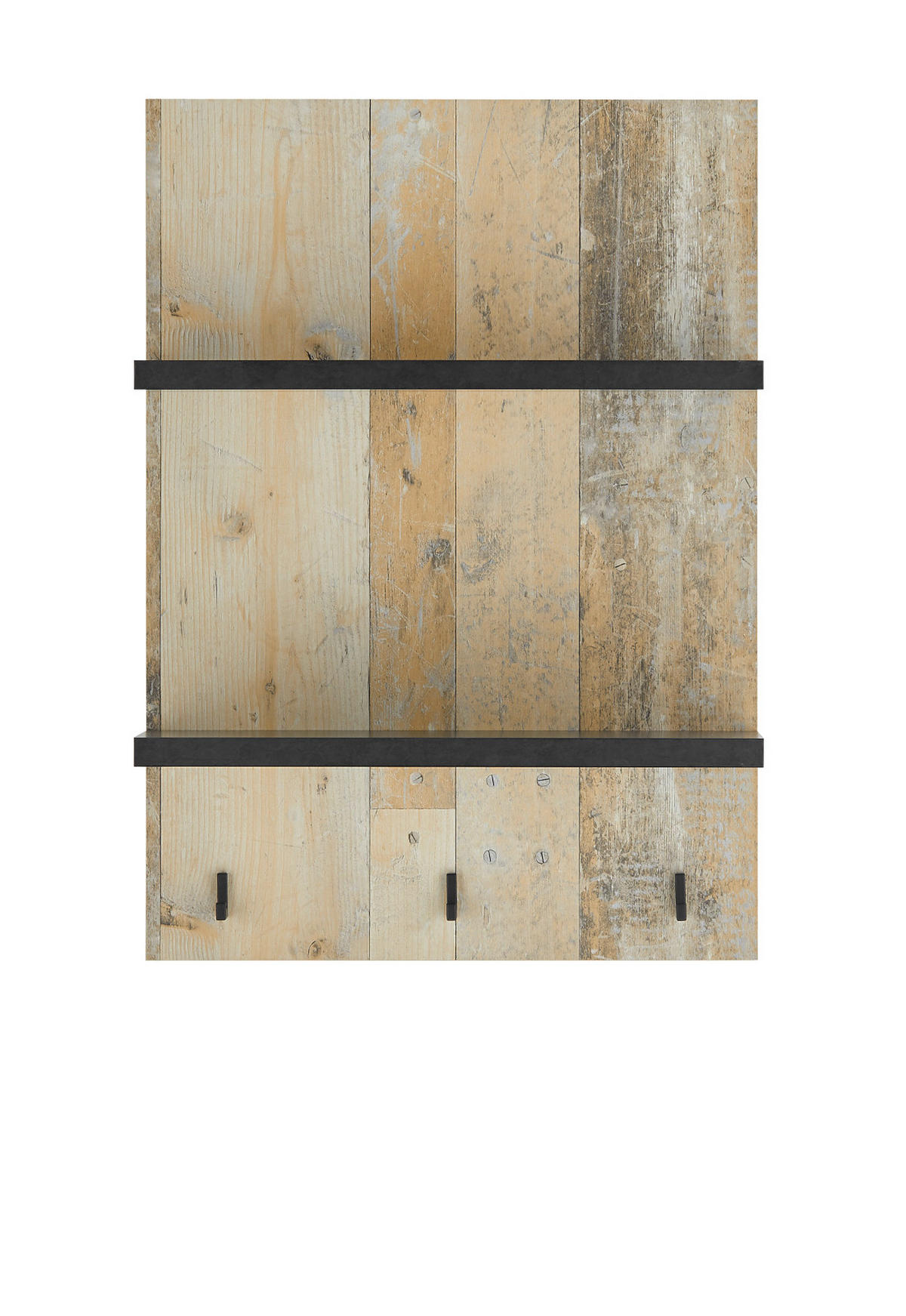 KÜCHENREGAL Used Wood Vintage 60 cm, Gewürzregal mit Ablagen und Haken - Anthrazit/Naturfarben, Holzwerkstoff (60/84/21cm) - Furn.Design
