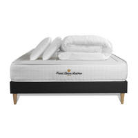 BETT Balmoral Memory-Schaum 140 x 190 cm h3 - Kit Bettgestell Schwarz - Mit Kissen und Bettdecke - Beige/Schwarz, Karton/Holz (140/190cm) - ROYAL PALACE BEDDING
