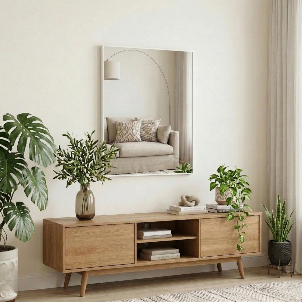 WANDSPIEGEL Skarp 60 x 80 cm - Weiß, Glas (80/60/3cm) - EDAXO