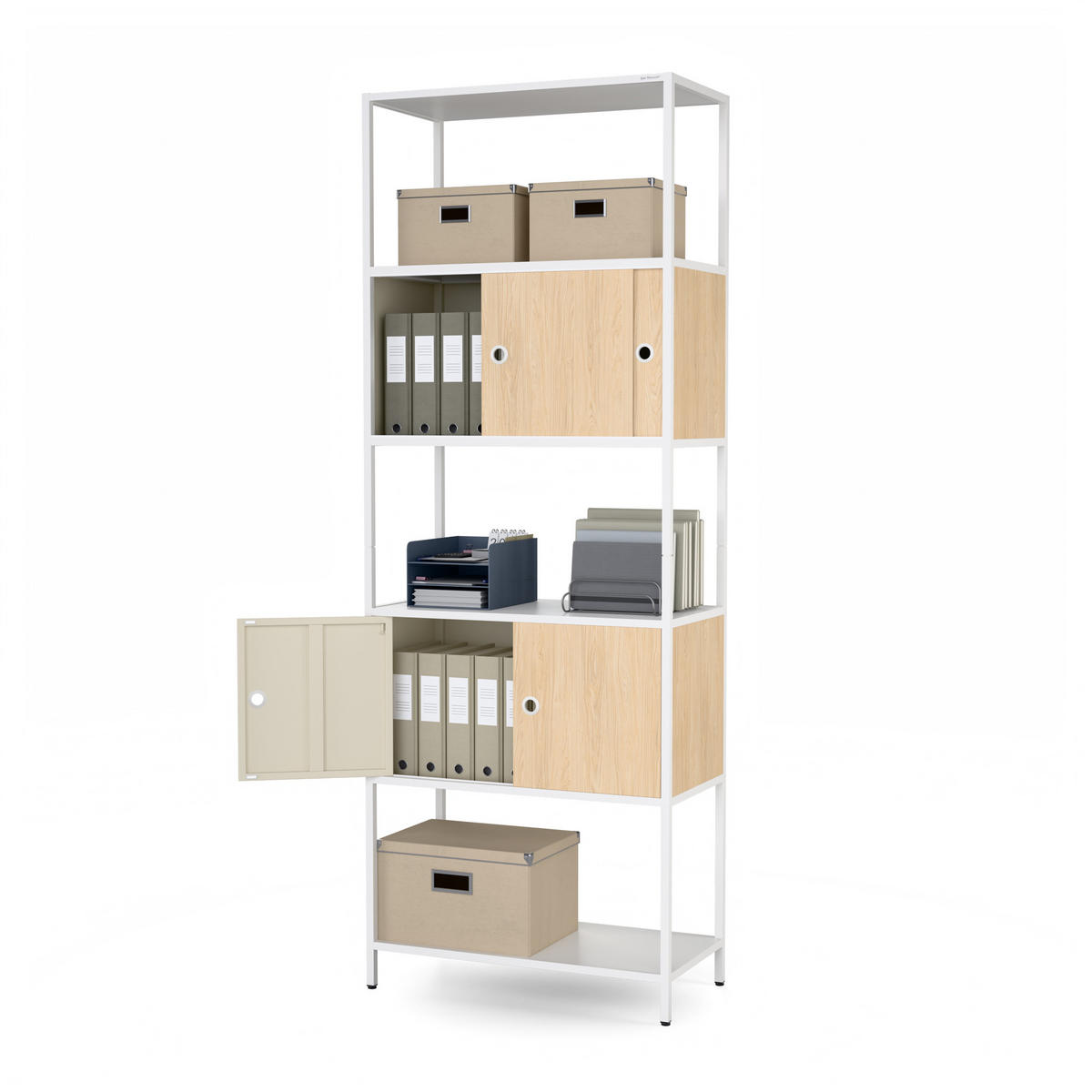 REGAL ARIEL 80 × 220 × 40 cm - Weiß/Sonoma Eiche, Metall (80/220/40cm) - Jan Nowak