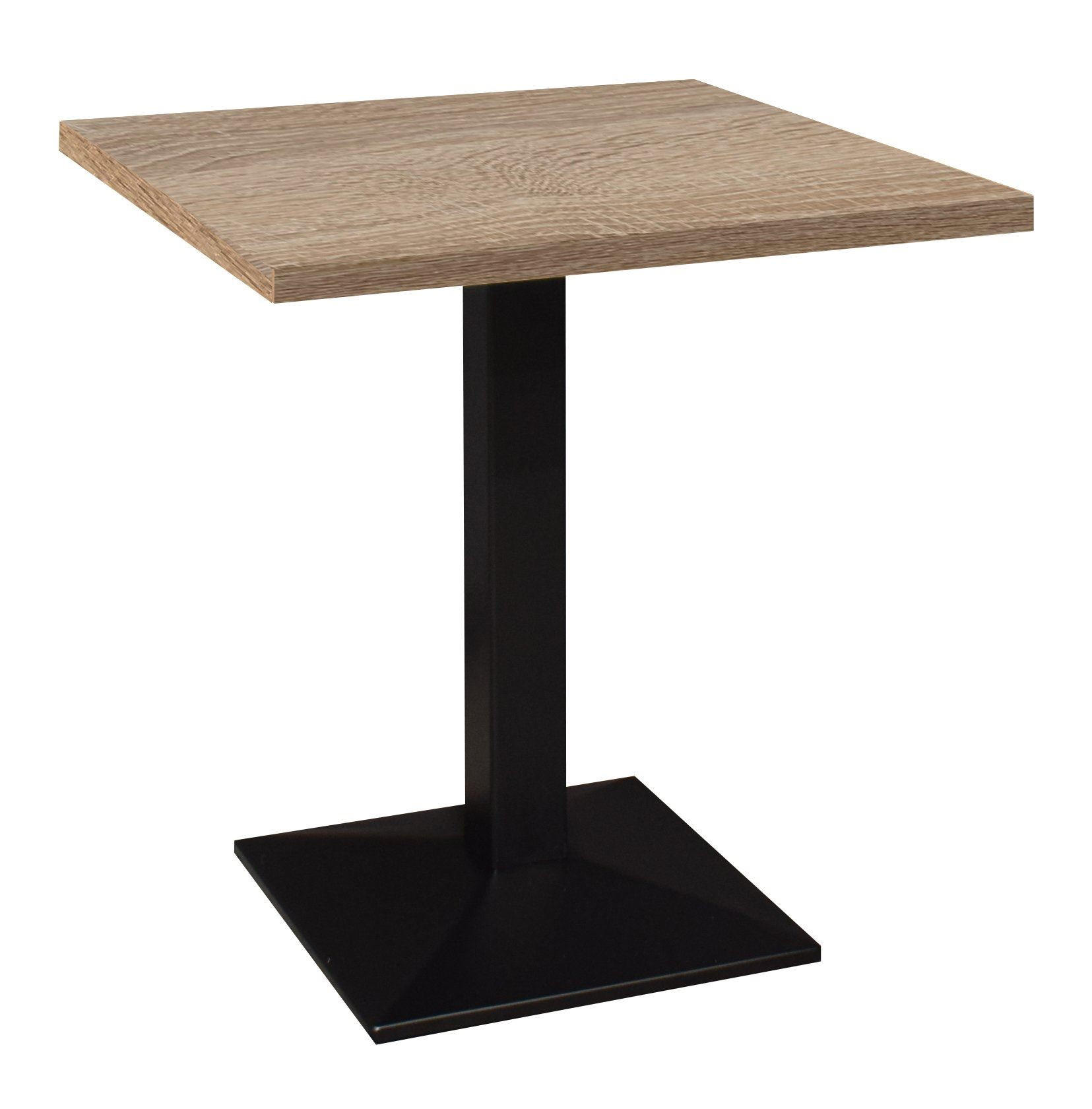 BISTROTISCH Ekzuperiia 70x70x75 schwarz matt/eiche sägerau - Naturfarben, Metall (70/75/70cm) - 58aufmkessel