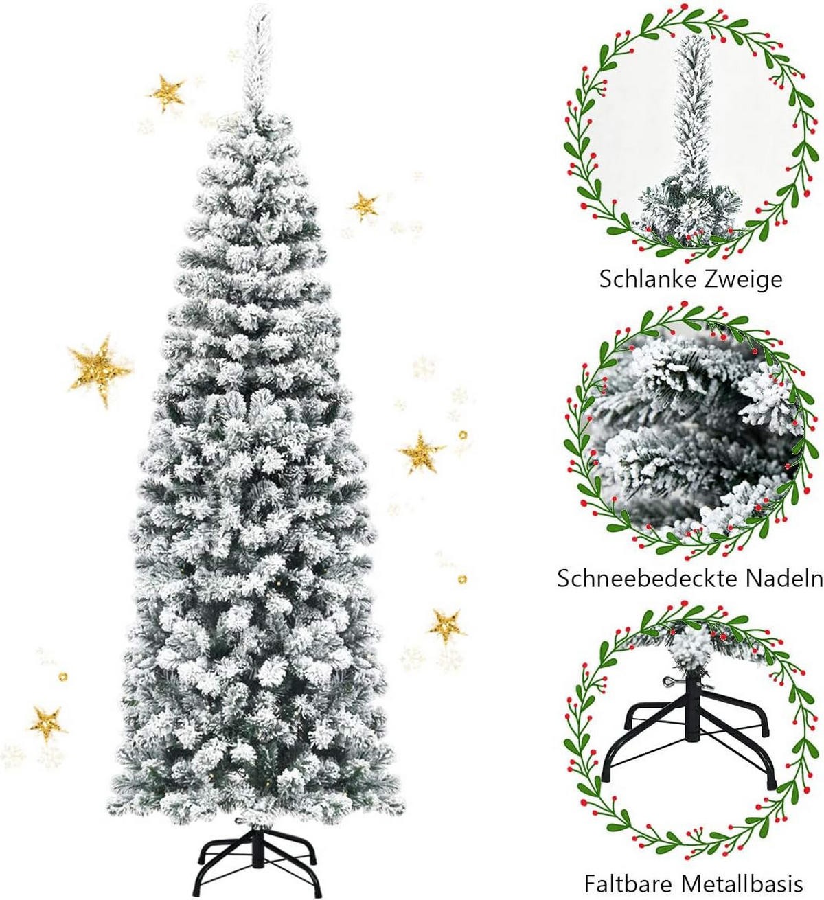 WEIHNACHTSBAUM Weiß - Weiß, Kunststoff (180cm) - COSTWAY