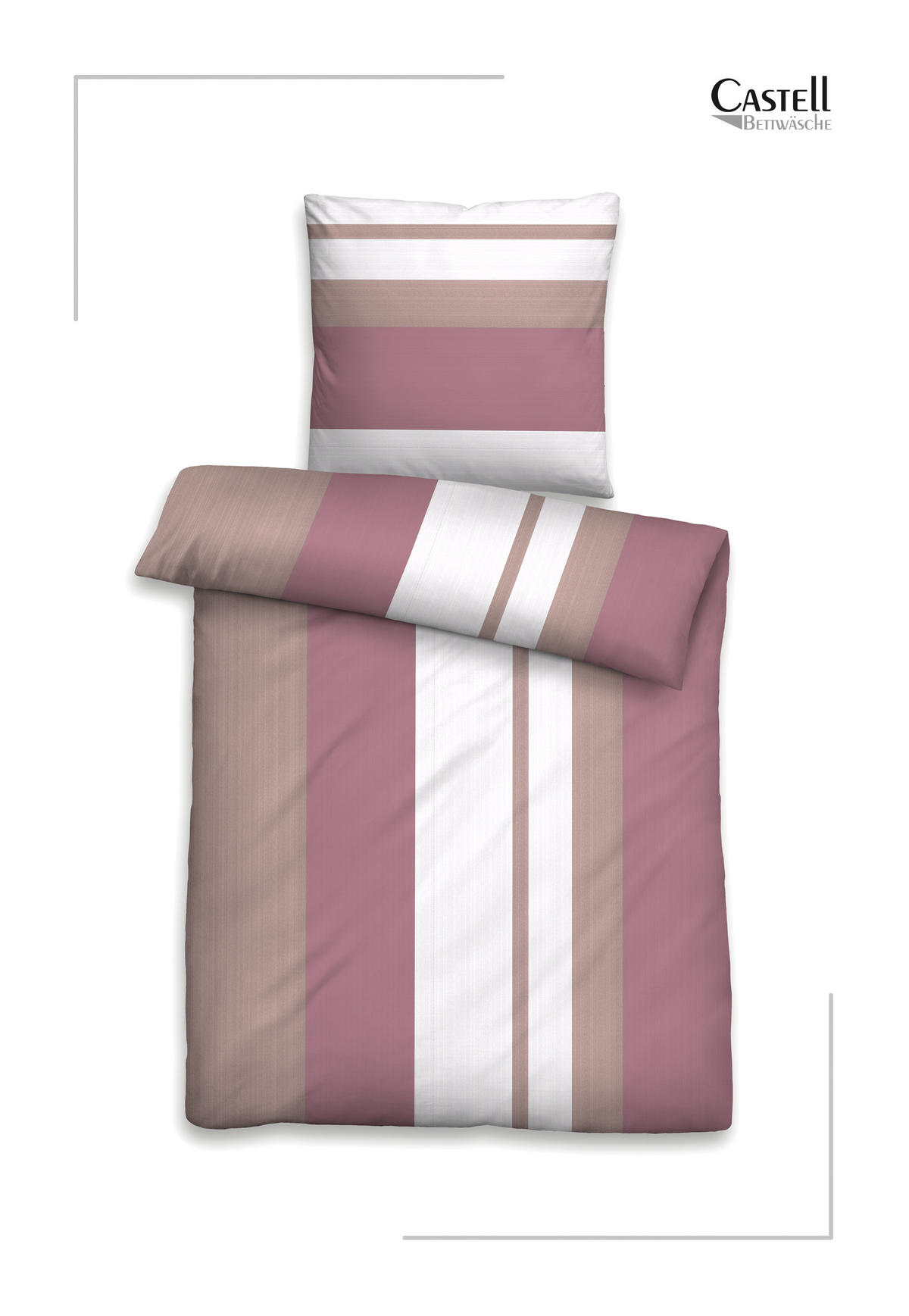 BETTWÄSCHE-GARNITUR Thermofleece Längsstreifen altrosa, 135x200 cm + 80x80 cm - Altrosa, Textil (135/200cm) - Castell