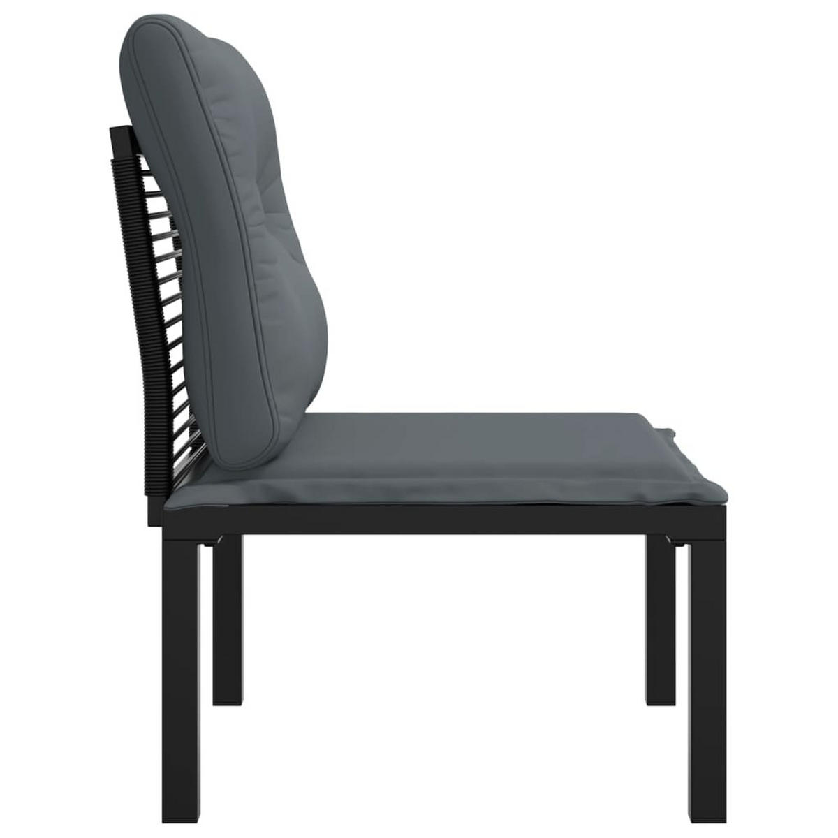 GARTENSTUHL Mit Kissen Schwarz Und Grau Poly Rattan - Schwarz/Grau, Kunststoff/Textil (55/68/62cm) - vidaXL